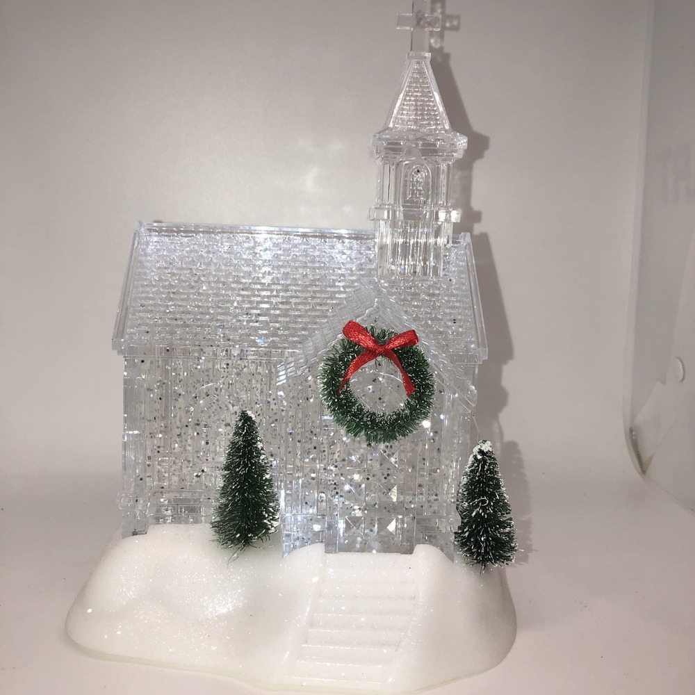 Snow Globe Church Merry Makers LED Glitter Lantern Christmas Village Decoration - Picture 4 of 11